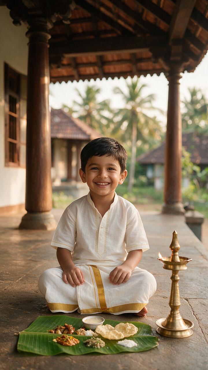 Mini Kasavu Mundu & Golden Sparkle Kurta Set - Thumbnail 3