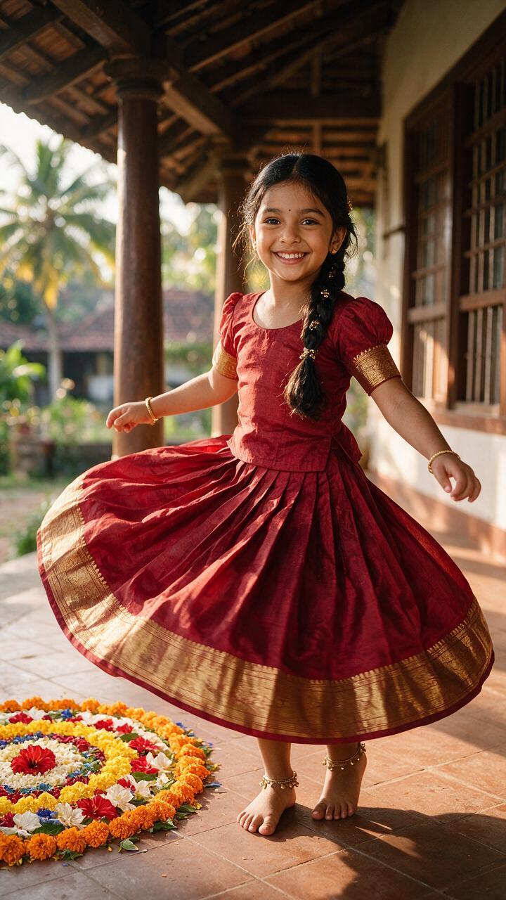 Ruby Red Pattu Pavada Set - Thumbnail 3