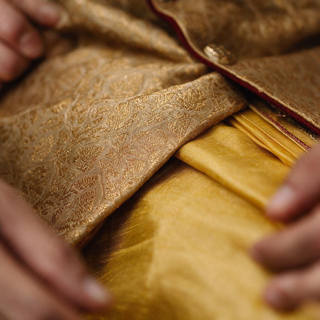 Golden Dewdrop Dhoti Set for Teens - Thumbnail 2